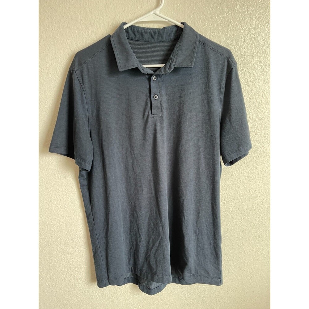 Lululemon Short Sleeve Evolution Polo Shirt Mens Size M Medium Blue Navy Stretch